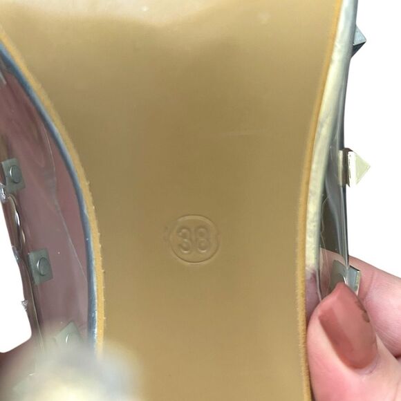 New! Stunning Stiletto Clear High Heel with Silver Studs Size 38 - Picture 8 of 10